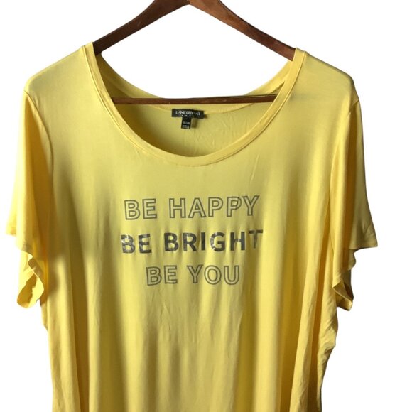 Lane Bryant Womens Plus Size 26/28 Yellow Graphic Tee "Be Happy Be Bright Be You - Picture 11 of 12